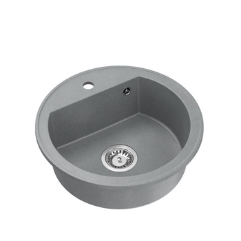 Zlewozmywak granitowy JOHNNY 210 – jednokomorowy, wpuszczany, silver stone/elementy stalowe, Quadron