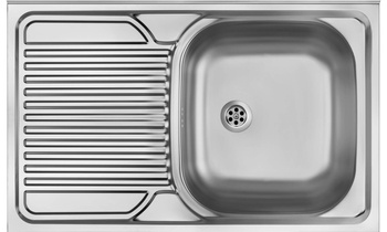 Zlewozmywak stalowy 1-komorowy z ociekaczem po lewej stronie - nakładany dekor stal ZM5 311L