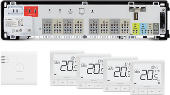 SALUS StartPack Premium RF - zestaw bezprzewodowego sterowania ogrzewaniem podłogowym z zarządzaniem przez Internet: KL08RF230V, UG800, 4 x SQ610RF