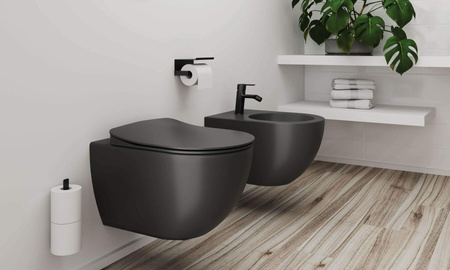 Miska WC wisząca bezkołnierzowa antracyt, titanium CDE DZPW