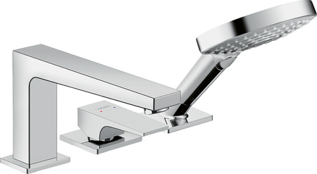 HG Metropol 3-otworowa jednouchwytowa bateria na brzeg wanny z uchwytem jednoramiennym, Secuflex, Chrom
