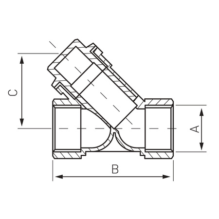 Filtr skośny siatkowy, nakrętno-nakrętny, DN15, G1/2