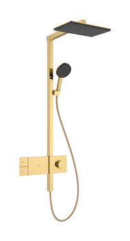 HG Raindance Alive Q Komplet prysznicowy 210/340 1jet EcoSmart z termostatem ShowerSelect Comfort, Złoty Optyczny Polerowany