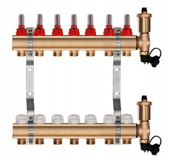 Rozdzielacz mosiężny do ogrzewania podłogowego podłogówki 7 sekcji
