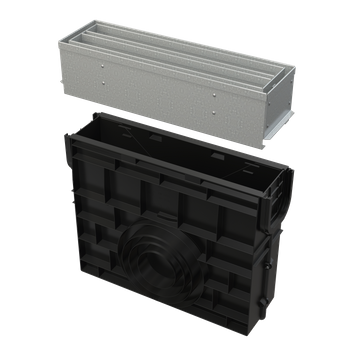 Odwodnienie zewnętrzne szczelinowe studzienka z rewizją do rusztu symetrycznego 100 mm, stal ocynkowana