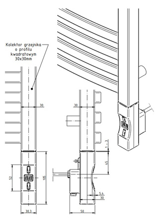 Elektryczna grzałka nurkowa 300W z termostatem, czarna maskownica