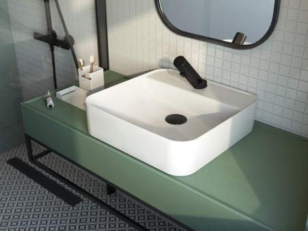 Umywalka ceramiczna nablatowa/ścienna z miejscem na baterię biały CDY 6U5W