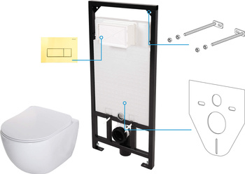 Zestaw WC podtynkowy 6 w 1 biały złoty CDEZ6ZPW