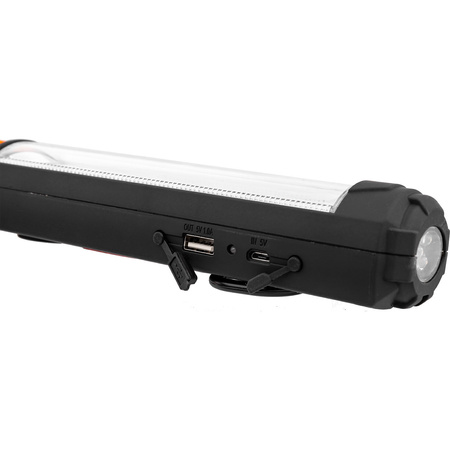 LAMPA AKU. DŁUGA 5W + 5 LED UCHYLNA MAGNETYCZNA PODSTAWA
