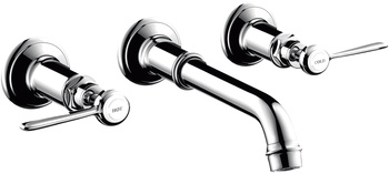 AX Montreux 3-otworowa bateria umywalkowa z uchwytami jednoramiennymi i wylewką 165 - 225 mm, ścienna, podtynkowa, Chrom