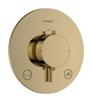 HG Ecostat Comfort S Bateria termostatyczna do 2 odbiorników zgodna z normą EN 1717, podtynkowa, Złoty Optyczny Polerowany