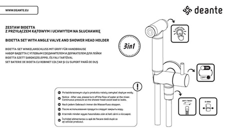 Zestaw bidetta punktowy z przyłączem kątowym - uchwyt na słuchawkę