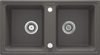 Zlewozmywak granitowy 2-komorowy antracyt metalik stal ZQZ T203