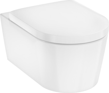 HG EluPura S Miska wisząca WC 540, bezkołnierzowa AquaFall Flush, SmartClean, z deską WC, SoftClose, QuickRelease, Biały