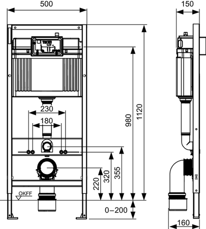 Stelaż podtynkowy WC TECEbase 9400407 1120 mm ze spłuczką