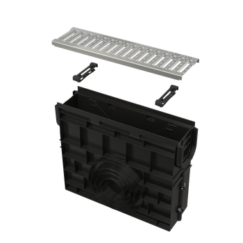 Odwodnienie zewnętrzne studzienka dla AVZ102 z obramowaniem z tworzywa, ruszt ocynkowany profil „C“, A15