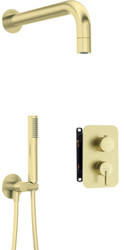 Zestaw prysznicowy podtynkowy z BOXem mieszaczowym - z główką natryskową stała złoty szczotkowany Silia BXYZRQSM