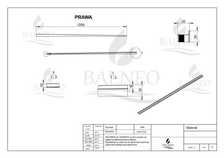 Listwa spadkowa podłogowa prawa 120 cm czarna