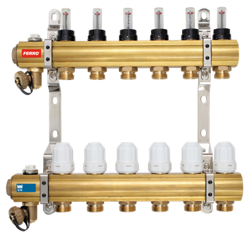 Rozdzielacz 8-drogowy z zaworami termostatycznymi i przepływomierzami, standard