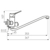 STILLO bateria wannowa z wylewką 350mm z zestawem natryskowym, chrom