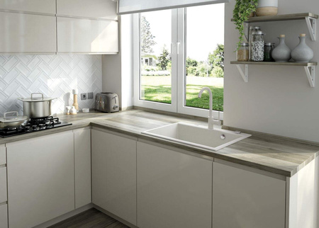 Zlewozmywak granitowy 1-komorowy alabaster stal ZQN A103