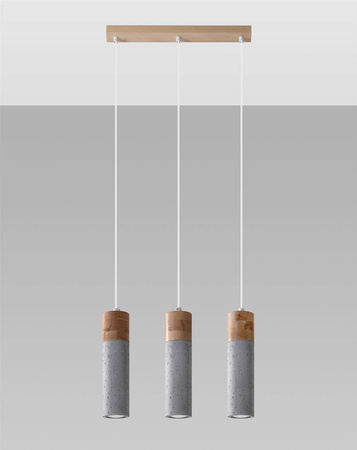 Lampa wisząca ZANE 3 szara