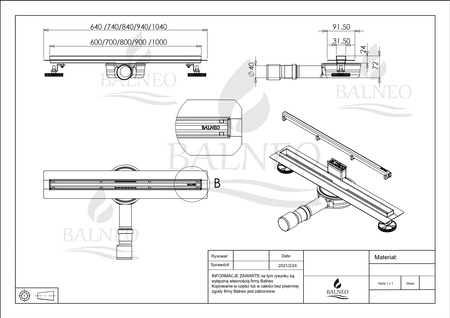 Slim&Low ProLine Inox Odpływ liniowy 90 cm chrom