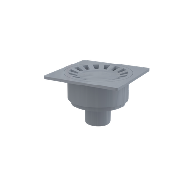 Kratka ściekowa 150×150/50 mm odpływ pionowy, kratka szara, syfon mokry
