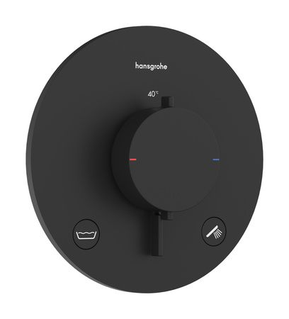 HG Ecostat Comfort S Bateria termostatyczna do 2 odbiorników zgodna z normą EN 1717, podtynkowa, Czarny Matowy