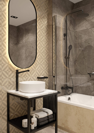 Deszczownica z baterią wannową stała nero Jasmin NAC N1JM