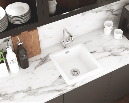 Zlewozmywak ceramiczny 1-komorowy bianco stal ZCB A103