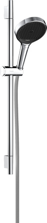 HG Rainfinity Zestaw prysznicowy 130 3jet z drążkiem S Puro 65 cm PushSlider i tekstylnym wężem Designflex 160 cm, Chrom