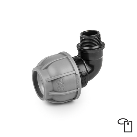PN10 Kolanko do rur PE 32mm / GZ1" - metka