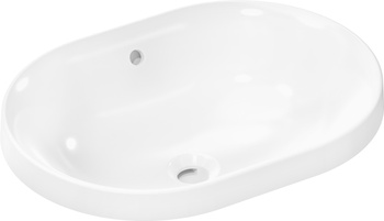 HG Xuniva U Umywalka wpuszczana w blat 550/400 bez otworu na baterię, z przelewem, SmartClean, Biały