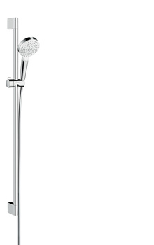 HG Crometta Zestaw prysznicowy 100 1jet EcoSmart z drążkiem 90 cm, Biały/Chrom