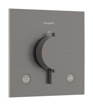 HG Ecostat Comfort E Bateria termostatyczna do 2 odbiorników zgodna z normą EN 1717, podtynkowa, Czarny Chrom Szczotkowany
