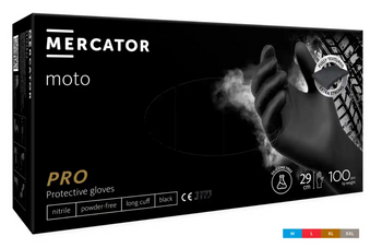 MERCATOR moto black 100 szt. rozmiar L rękawice nitrylowe, bezpudrowe, czarne
