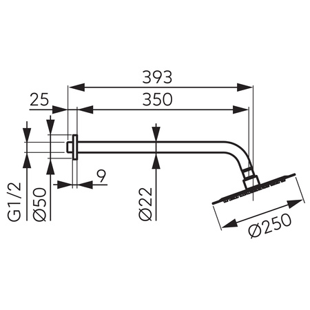 Zestaw natryskowy z deszczownią 250mm slim, chrom