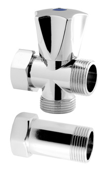 Zawór kątowy czerpalny z przedłużką do baterii ściennych 3-4"