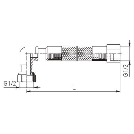 Wąż przyłączeniowy do gazu GW-GW 1-2" kolanko, 0,75 m PVC