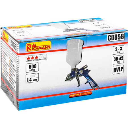 PISTOLET LAKIERNICZY 0,6 L DYSZA 1,4 MM NISKOCIŚNIENIOWY