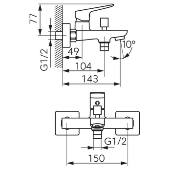 VITTO VL bateria wannowa bez zestawu natryskowego, złota