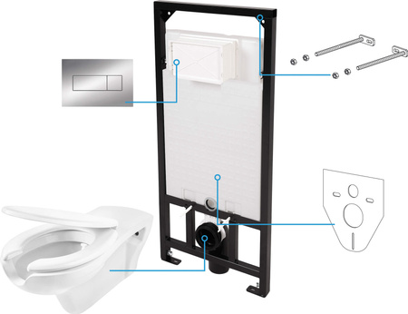 Zestaw WC podtynkowy 6 w 1 biały chrom CDVS6WPW