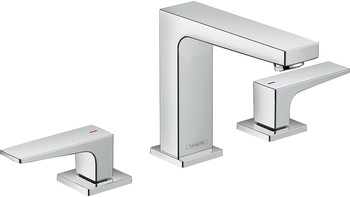 HG Metropol 3-otworowa bateria umywalkowa 110 z uchwytami jednoramiennymi i kompletem odpływowym Push-Open, Chrom