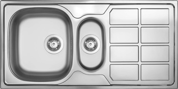 Zlewozmywak stalowy 1.5-komorowy z ociekaczem satyna stal ZEO 051A