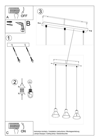 Lampa wisząca TAZILA 3 biała [ES111]
