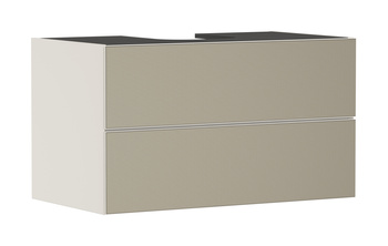 HG Xevolos E Szafka pod szlifowaną umywalkę wpuszczaną w blat/nablatową z 2 szufladami 980/550, Piaskowy Beż Matowy, Kolor frontu: Brąz Strukturalny