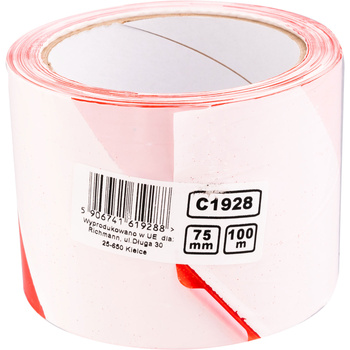 TAŚMA OSTRZEGAWCZA 100M/75MM BIAŁO-CZERWONA