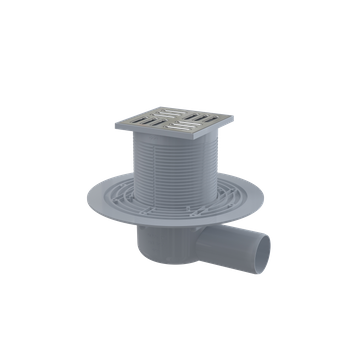 Kratka ściekowa 105×105/50 mm odpływ boczny, kratka nierdzewna, kombinowany syfon SMART