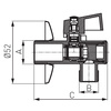 Zawór kulowy kątowy z rozetą i filtrem, z metalowym uchwytem 1-2" x 3-8"